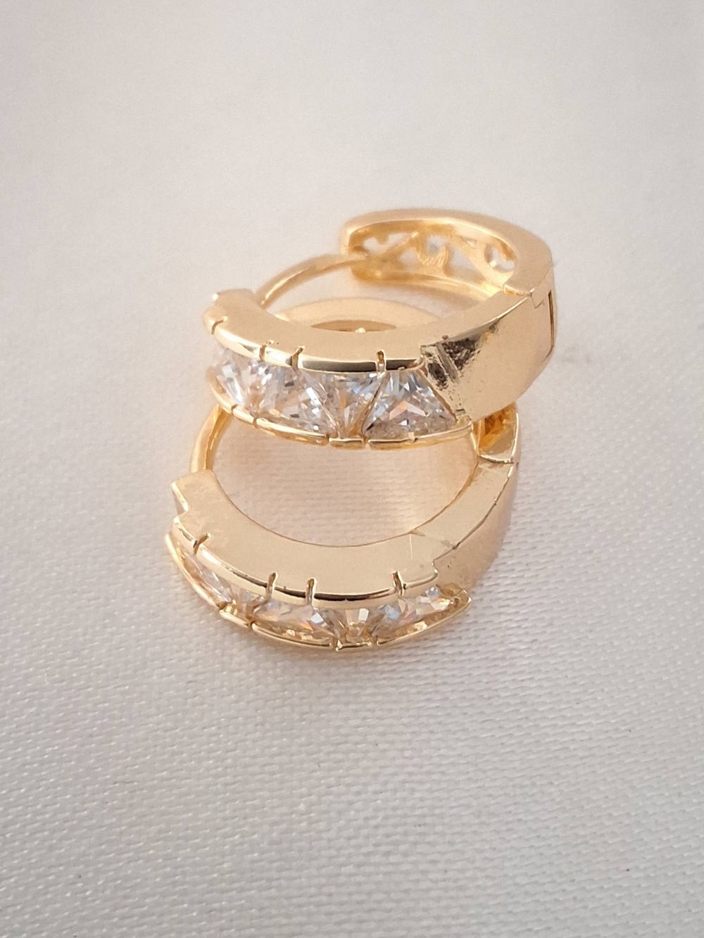 14k Yellow Gold Plated Zirconia Huggie Hoop Earrings